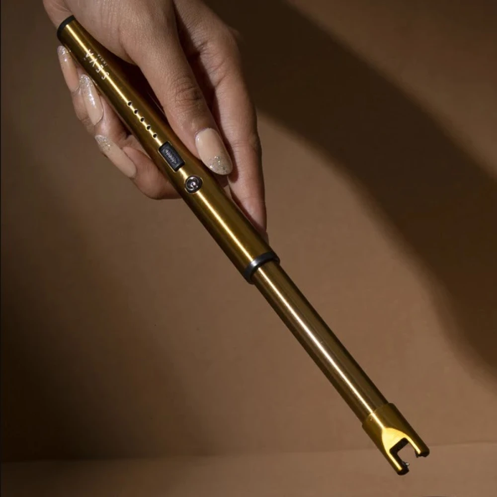 Rechargeable Candle Lighter – Elegant Gold | USB Flameless Design