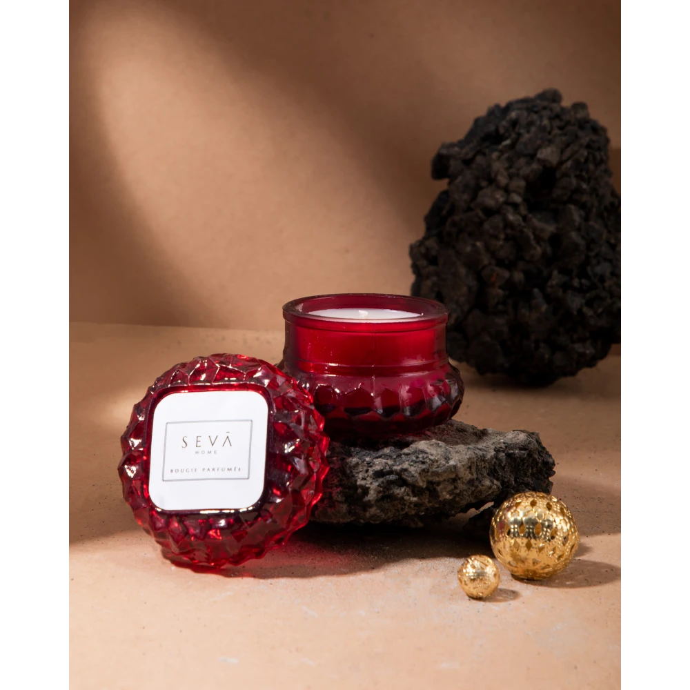 Macaron Crystal Candles – Red (Set of 2) | Berries Fragrance | Handcrafted Soy Wax