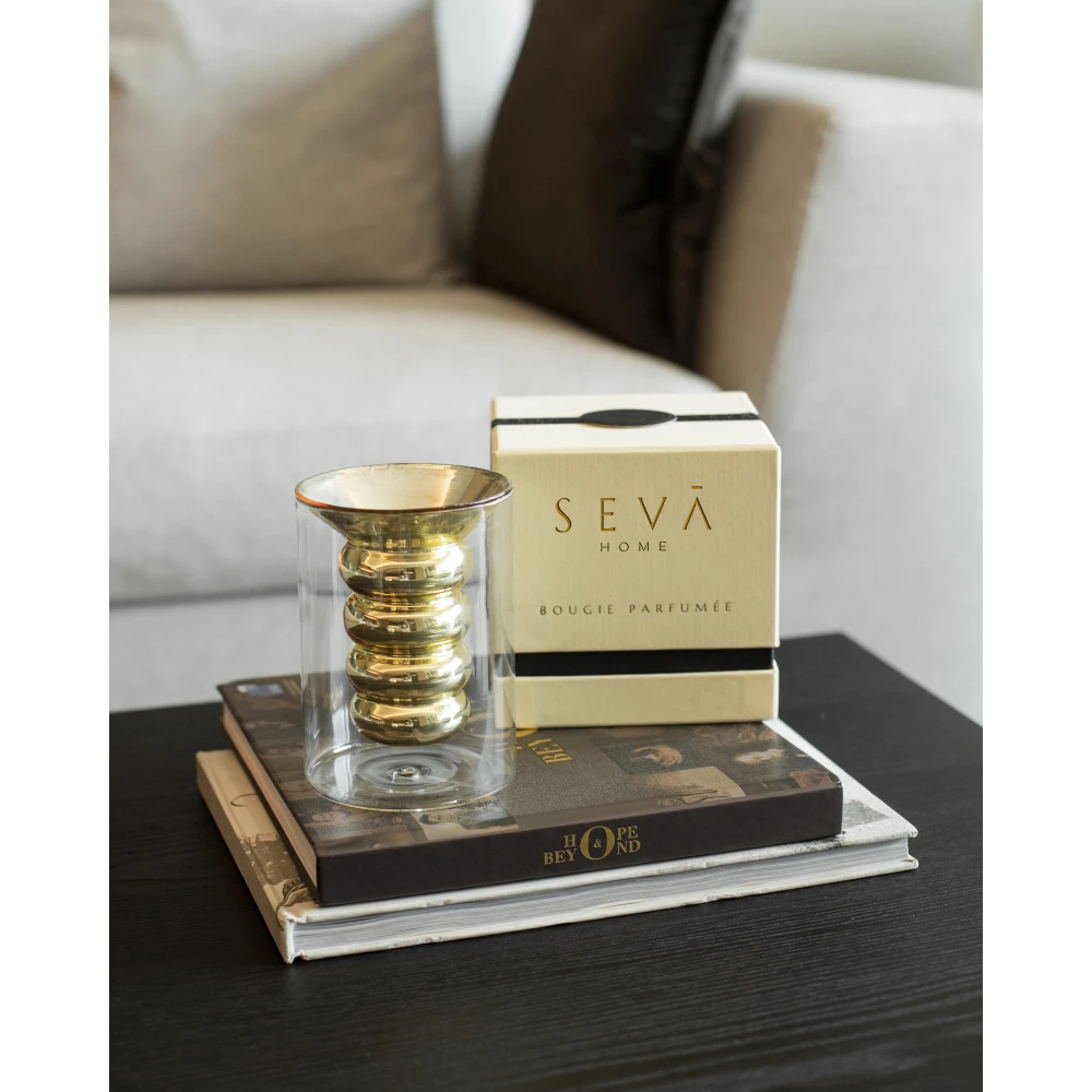 Luxe Candle – Blanc (Large) | 25-Hour Gold Double-Walled Glass Candle with Mango, Peach & Vanilla Notes