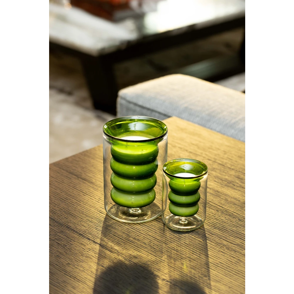 Luxe Candle Set of 2 – Winter Woods | Handblown Textured Glass Candles with Deep Forest Aroma (22–25 Hours Each)