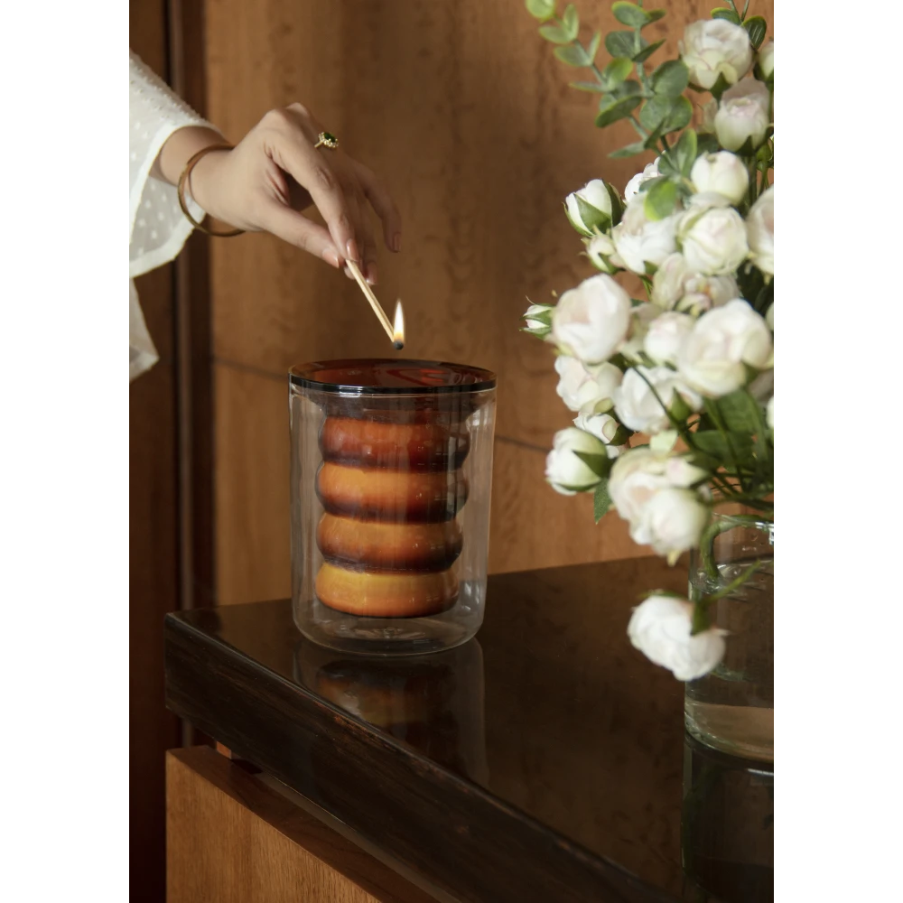 Luxe Candle – Leather (Large) | 25-Hour Handblown Amber Candle with Tobacco & Cedar Notes