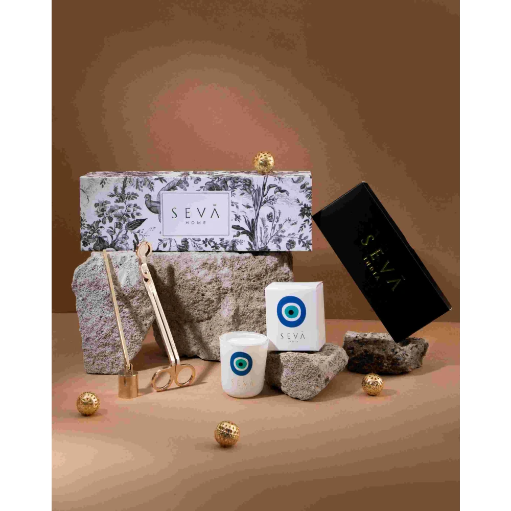 Festive Gift Hamper – Black Classic | Evil Eye Candle & Gold Candle Care Kit | Luxury Oud Fragrance