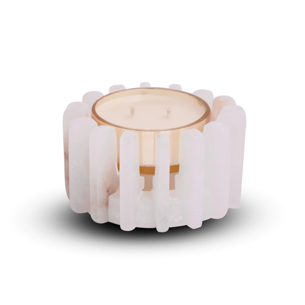 Radiance – White Marble Candle Holder with Gold Tea Light