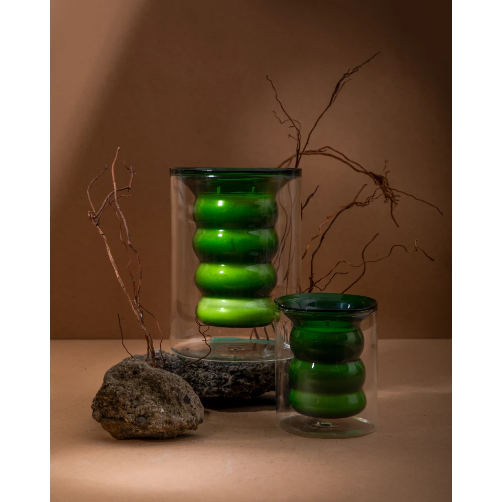 Luxe Candle Set of 2 – Winter Woods | Handblown Textured Glass Candles with Deep Forest Aroma (22–25 Hours Each)